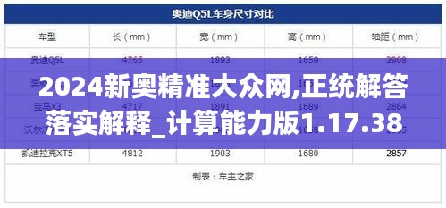 2024新奥精准大众网,正统解答落实解释_计算能力版1.17.38