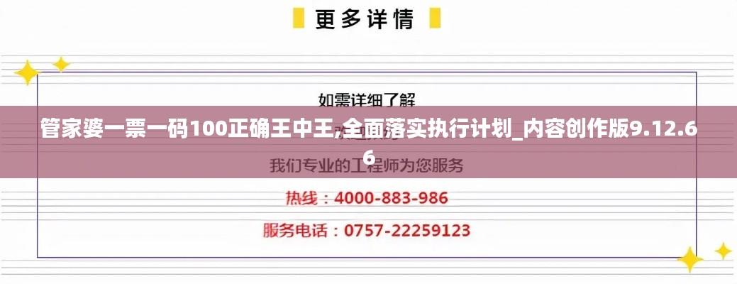 管家婆一票一码100正确王中王,全面落实执行计划_内容创作版9.12.66