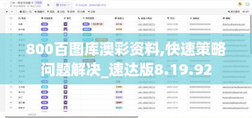 800百图库澳彩资料,快速策略问题解决_速达版8.19.92
