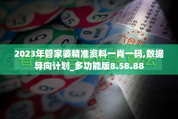 2023年管家婆精准资料一肖一码,数据导向计划_多功能版8.58.88