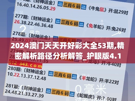 2024澳门天天开好彩大全53期,精密解析路径分析解答_护眼版4.15.33